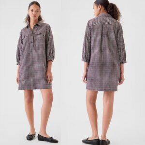 GAP Flannel Utility Mini Shirt Dress NWT in Red & Navy XS